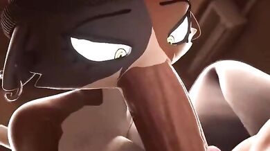 Watch as these two skull-faced girls go at it in a hot blowjob scene!