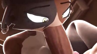 Watch as these two skull-faced girls go at it in a hot blowjob scene!