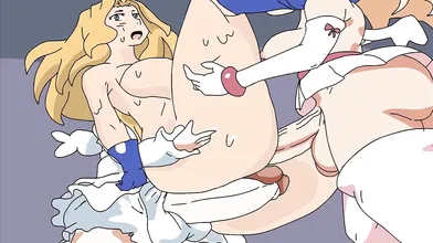 The ultimate combination, a two-headed angel futa fucking a hot blonde bimbo!
