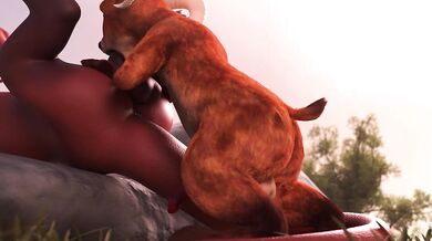 One busty blonde babe seduces her handsome black boyfriend while they play with their two adorable pitbulls