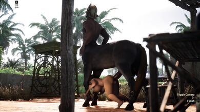 A female centaur seduces and pleasures a human man in this erotic fantasy
