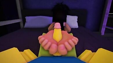 Rebeccas new roommate loves to give footjobs, but she gets a little carried away when she discovers Roblox on the computer