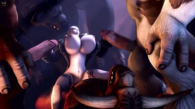 Fantasy creatures meet in a steamy ménage à trois, as a horny elf and two brawny Tauren go at it like theres no tomorrow