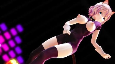 Watch this hot amateur chick with pink hair and a cute cat outfit as she pleasures herself with her vibrator while playing with her short hair