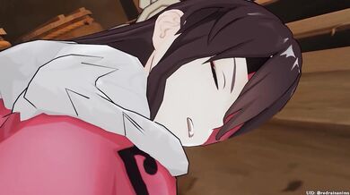 Sexy Kokomi Loves to Play with Red Rain in 1080p HD