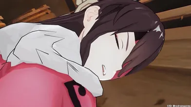 Sexy Kokomi Loves to Play with Red Rain in 1080p HD