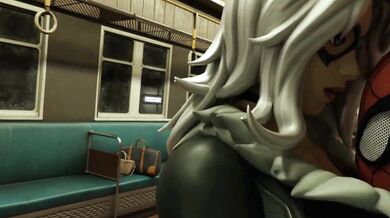 Spidermans Hardcore Train Sex with Black Cat!