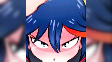 Matoi Ryuuko gets down on her knees to suck cock in a hot blowjob scene, but things get even steamier when she realizes that someone is watching her