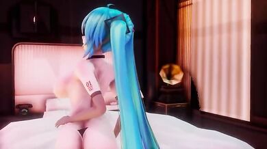 Miku, the popular virtual idol with big tits, gets fucked by insects and slugs in this hentai PORN video