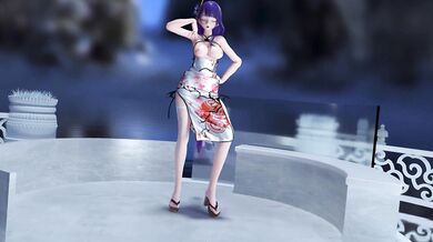 Watch as Raiden Ei dances in a sexy China dress while performing an erotic dance in 4K quality