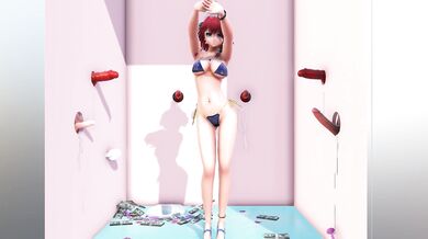 The Hentai Princess of the Demon World, Sakuya, gets her pussy and ass violated by a horny demon while she is using a gloryhole booth