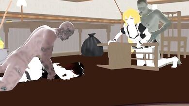 Erotic Halloween Special: Maid Ruby and Yang fucked by zombies