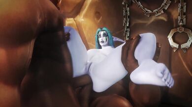 Ziahna gets screwed by two Orcs in her ass while shes getting spanked by their swords