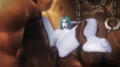 Ziahna gets screwed by two Orcs in her ass while shes getting spanked by their swords