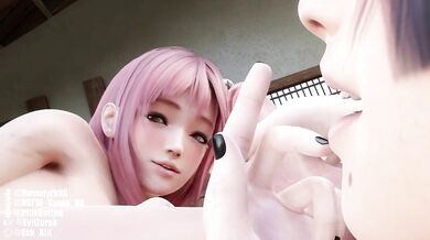 Hey sexy ladies! Join Honoka, Nyotengu and Marie Rose in this futa x 2 female hentai PORN video