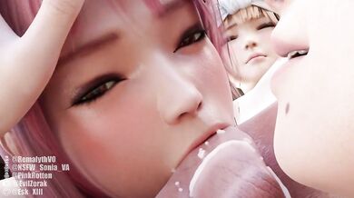 Hey sexy ladies! Join Honoka, Nyotengu and Marie Rose in this futa x 2 female hentai PORN video