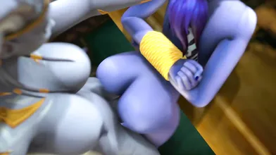 Watch the sexy blonde woman in this hentai porn video attempt to convert her partner into joining her for some dirty fun