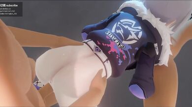 Diamond-encrusted dildos pierce the silver wolfs anal cavity as she enjoys the stiff silver cocks of her comrades