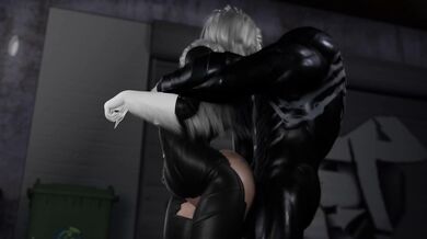 Watch this hot and sexy Black Cat with her Adn Venom injected into her butt by a group of horny Dicesfm guys