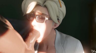 After a hard days work, Mercy finally gets to finish what she started with Vulpeculy in the bedroom