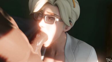 After a hard days work, Mercy finally gets to finish what she started with Vulpeculy in the bedroom