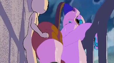 ------------------------------ [Spinneborg] is on the receiving end of some rough love making, as she gets smashed against a wall by her lover