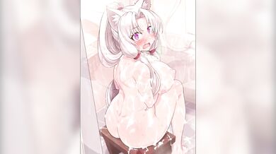 A Touhoku girl, Itako, takes a shower in her room, but ends up getting interrupted by an unexpected guest - Nyanpoun! (By Null/Nyanpoun)