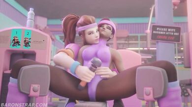 Fitness Model Brigittes Gym [Strap-On Baron] Blowjob Session