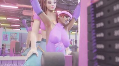 Fitness Model Brigittes Gym [Strap-On Baron] Blowjob Session