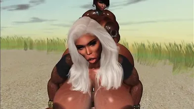 A hot futa on futa action in the scorching desert, where chocolates are melting away as they indulge in passionate lovemaking