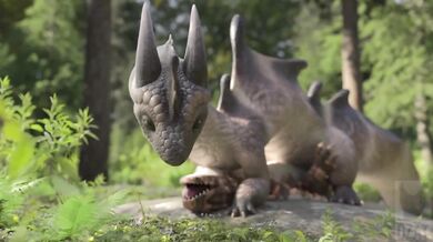 In the furry lizard forest, a rider mounts up on a Dzäta and sets out into the wild