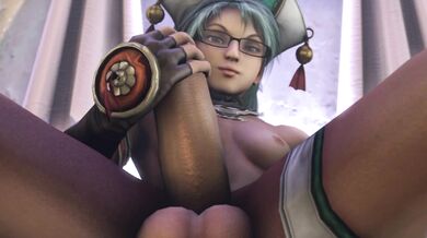 Talim, the futa fighter, jerks off to Soul Calibur