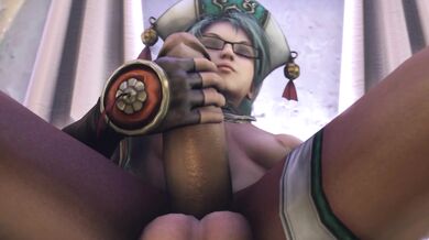Talim, the futa fighter, jerks off to Soul Calibur