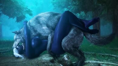 The Queen Nualia gets fucked by a wolf with her royal pussy, in a threesome scene with noname55