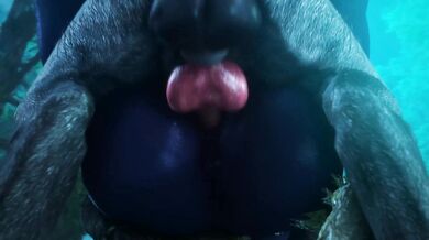 The Queen Nualia gets fucked by a wolf with her royal pussy, in a threesome scene with noname55