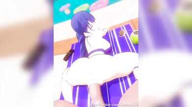 The fierce samurai warrior, Raiden Shogun, mounts his loyal canine companion from behind in a steamy doggy style encounter (Lemont8)