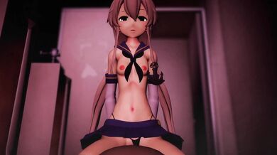 Choked, Roped and Cummed on by a Furry Shimakaze in the Mens Restroom