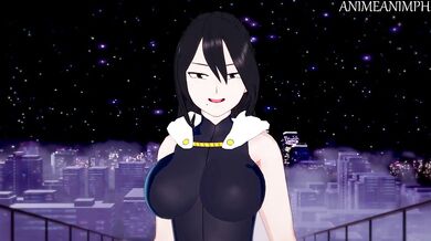 Nana Shimura gets caught masturbating in the bathroom and decides to join a threesome with All Might and Todoroki!