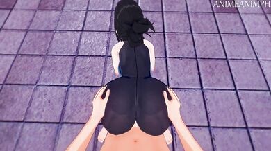 Nana Shimura gets caught masturbating in the bathroom and decides to join a threesome with All Might and Todoroki!