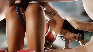 Watch the steamy sexcapade of Wonder Woman and her two lovers in Wonderful Threesomes