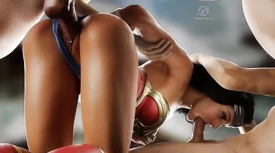 Watch the steamy sexcapade of Wonder Woman and her two lovers in Wonderful Threesomes