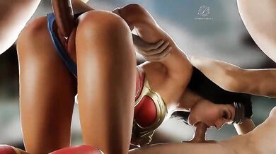 Watch the steamy sexcapade of Wonder Woman and her two lovers in Wonderful Threesomes