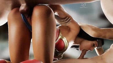 Watch the steamy sexcapade of Wonder Woman and her two lovers in Wonderful Threesomes