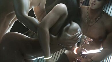 A group of men take advantage of Tifa and gang bang her in a dark alleyway