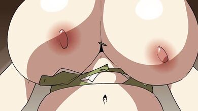 Mature lady with a tail tries on a blazer in the changing room