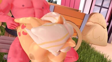 Reworded as: Double BONKing with Applejack in Hooves art style