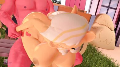 Reworded as: Double BONKing with Applejack in Hooves art style