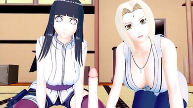 Hinata and Tsunade have a steamy threesome in Naruto Shippuden!