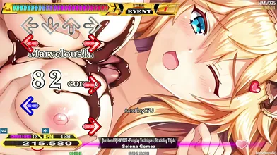 NSFW: An intimate dance between two partners, featuring techno music and foreplay techniques such as straddling and titjob.