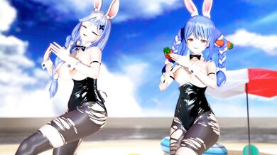 "[4K MMD] Strip Video - Pekora x Pekora - Mother Heart Pie Dance Hall."